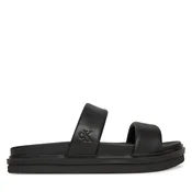 Natikači Calvin Klein Jeans Flat Molded Doublebar Sandal Lth YM0YM01226 Črna