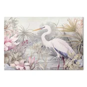 Slika - Heron wading in a pond - illustration in bright colours 90x60 Premium Print