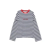 Pull&Bear Široka majica PACIFIC RAYAS mornarska/rdeča/bela