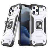 shumee Oklepni ovitek za iPhone 14 Pro z magnetnim držalom Ring Armor srebrne barve