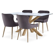 AGERBY D160 sto natur hrast + 4 PEBRINGE stolice sivi baršun