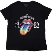 The Rolling Stones Sixty Rainbow Tongue 62 (Puff Print) Black L Ženske Majica