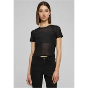 Womens short mesh T-shirt in black color