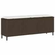 Vrtna klupa s jastukom siva 110x30x40,5 cm poliratan