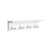 Songmics Stenski obešalnik za plašče 4 dvojni kljuki 40x10.5x10.5 cm bela
