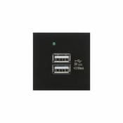 Maclean Vtičnica USBx2 s polnilnikom, dvojna, hitro polnjenje 2,1 A, črna, MCE728B