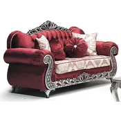 Casa Padrino luxury baroque 2 seater sofa bordeaux red/cream/silver - Magnificent living room sofa with pattern and rhinestones - Living room furniture in baroque style - Baroque furniture