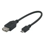 LOGO USB 2.0 OTG kabel - moški microUSB na ženski USB-A, 0,2 m, črn - razprodaja