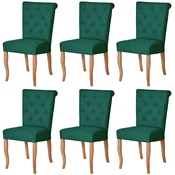 Casa Padrino Chesterfield Neo Baroque dining room chair set of 6 dark green/natural - Kitchen chairs set - Chesterfield dining room furniture - Neo baroque dining room furniture