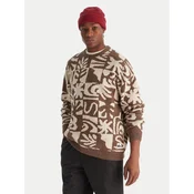 Quiksilver Pulover Hall City EQYSW03329 Rjava Regular Fit