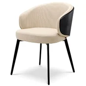 Casa Padrino luxury dining chair sand/black 57 x 62 x H. 77 cm - Kitchen chair with armrests - Dining room furniture - Luxury furniture - Luxury quality