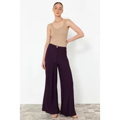Trendyol Plum Pleat tkane hlače