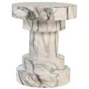 Casa Padrino luxury side table/stool in marble look white A� 38 x H. 45 cm - Living room furniture in marble look - Luxury furniture - Luxury collection