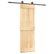 Vidaxl Drsna vrata Naravna in črna 70 x 210 cm Masiven borov les