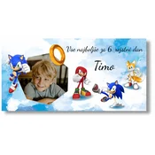 Personal Rojstnodnevni transparent s fotografijo - Sonic Dimenzije transparenta: 130 x 65 cm