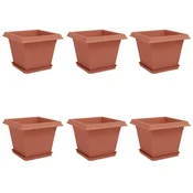Vidaxl Lončki za rastline 6 szt. Kamnito rdeča 28,5 x 28,5 x 22 cm