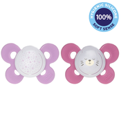 Chicco duda physio silikon 16-36m+ 2/1 0%BPA roza comfort, ljubicasta