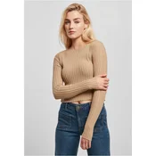 Womens sweater with short rib knit - beige