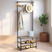 Songmics Obešalnik za plašče z klopjo za čevlje 322x64x180 cm sivo črna