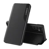 HURTEL Eco Leather View Case etui za Samsung Galaxy A14 z oporo črn