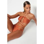 Trendyol Tile Tile Halter Vratni dodatek Bikini Top