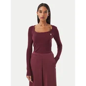 Guess Bluza V4BP07 K8RT2 Bordo rdeča Slim Fit