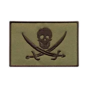 shumee Našitek Zastava Piratov - Calico Jack - Rackham (olivna) - Magnetna podlaga - Vezen našitek/Značka/Emblem