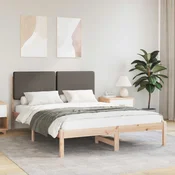 vidaXL Posteljni okvir z oblazinjenim vzglavjem Taupe 140 x 200 cm