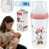 Disney DISNEY Minnie Mouse Varna steklenička za hranjenje NUK, proti koliki, silikonski dudek 260ml 3m+