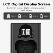 K&F NP-W235 2200mAh Digital Camera Dual Battery with Dual Channel Charger, for Fuji Camera Charger