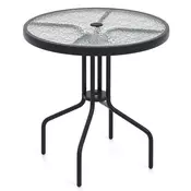 Northix Okrogla bistro miza 70 cm kaljeno steklo z luknjo za senčnik