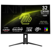 MSI MAG 321CUPDFDE 80cm (31.5&quot ) FHD 320Hz / 4K 160Hz (DualMode) VA Gaming Monitor Curved 16:9 HDMI/DP/USB-C 0.5ms