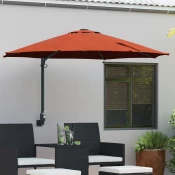 Vrtni suncobran Terakota 248 x 248 x 148 cm Poliester i celik