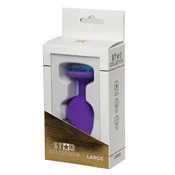 Gardj Europe Star Collection – vijolični silikonski analni čep L – svetlo modri kamen