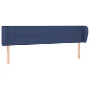 Vidaxl Vzglavje z ušesi modro 203x23x78/88 cm blago