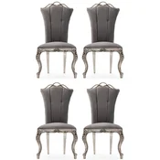Casa Padrino luxury baroque dining chair set of 4 gray/silver - Magnificent baroque style kitchen chairs - Baroque dining room furniture - Luxury furniture baroque style