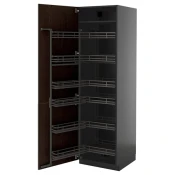 METOD Visoki element s izvlacnim fiokama, Crnosiva/Sinarp smeda, 60x60x200 cm