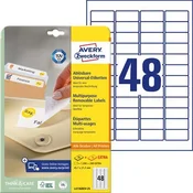 Oznake, univerzalne, uklonjive, 45,7 x 21,2 mm, AVERY ZWECKFORM, 1440 oznaka/pak L4736REV-25
