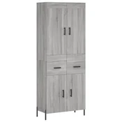 Vidaxl Visoka komoda siva sonoma 69,5x34x180 cm inženirski les