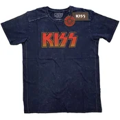 Kiss Classic Logo (Wash Collection) Navy Blue XL Majica