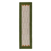 Zelen/v naravni barvi ročno tkan volnen tekač 60x230 cm Apex Border Wool – Flair Rugs