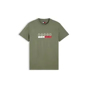 Tommy Jeans Majica DNA PLAY zelena / rdeča / bela