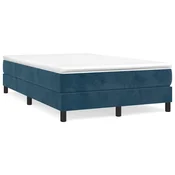 Vidaxl Posteljni okvir z vzmetmi temno moder 120x200 cm žamet
