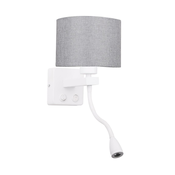 Polo Zidna Lampa 1X40W E27 + 2W Led White, Lamp Shade Round Grey