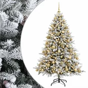 Vidaxl Umetna božična jelka z bučko 210 cm 300 LED Toplo bela