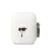 Karl Lagerfeld ovitek za AirPods 1/2 KLA2RUNIKH, Silicone Karl Head 3D, bela