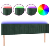 Vidaxl LED posteljno vzglavje temno zeleno 203x16x78/88 cm žamet