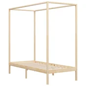 Vidaxl Posteljni okvir z baldahinom iz trdne borovine 100x200 cm