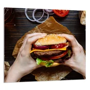 shumee STEKLENA PLOŠČA ZA KUHINJO 65x60 Hamburger