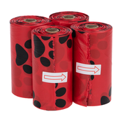 Mirisne vrećice za pseći izmet - 4 role po 15 vrećica crvene boje, ruža